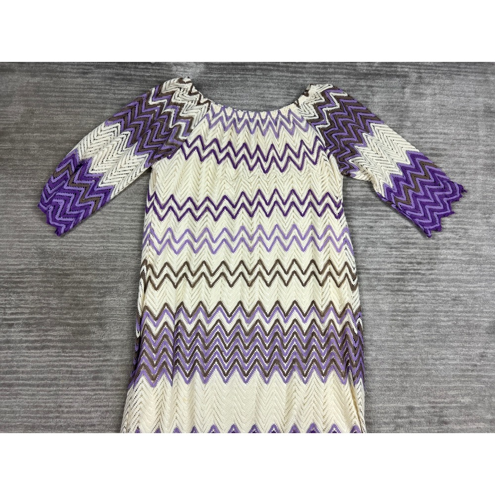 Fresh‎ of LA Dress Womens 3X Purple Chevron Crochet Knit 3/4 Sleeve Shift KD4647 - Picture 2 of 14